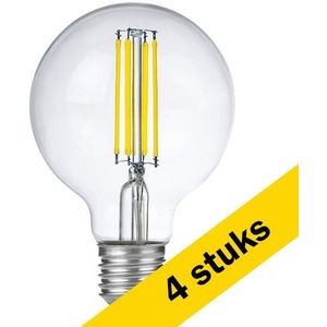 4x 123led LED lamp E27 | Globe G80 | Filament | Helder | 2500K | Dimbaar | 6W (45W)