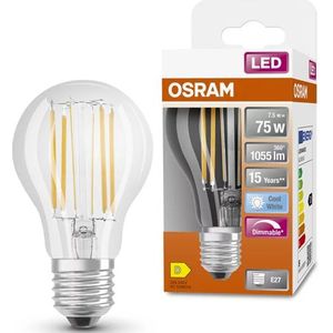 Osram LED lamp E27 | Peer A60 | Filament | Helder | Dimbaar | 4000K | 7.5W (75W)