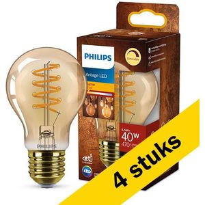 4x Philips LED lamp E27 | Peer A60 | Filament | Goud | 2200K | Dimbaar | 5.5W (40W)