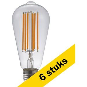 6x 123led LED lamp E27 | Edison ST64 | Filament | Helder | 1800K | Dimbaar | 6.5W (35W)