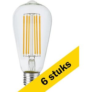 6x 123led LED lamp E27 | Edison ST64 | Filament | Helder | 2200K | Dimbaar | 5.5W (39W)