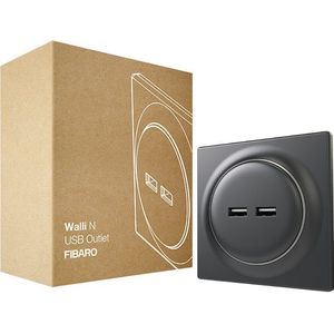 FIBARO Walli N USB Outlet | Dubbele USB aansluiting | Antraciet