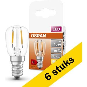6x Osram LED lamp E14 | Buis T26 | Filament | Helder | 2700K | 1.3W (10W)