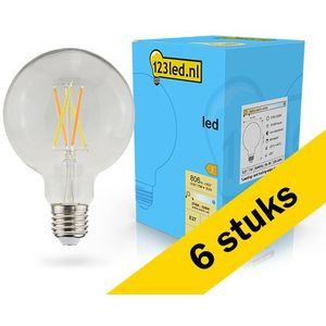 6x 123led LED lamp E27 | Globe G95 | Dim to Warm | Filament | 2200-2700K | Dimbaar | 7W (60W)