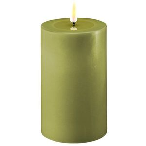 Led kaars 7,5 x 12,5 cm | Olive Green | 3D vlam | Deluxe HomeArt