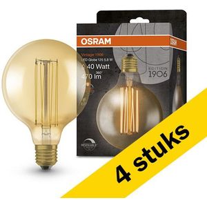 4x Osram LED lamp E27 | Globe G125 | Vintage 1906 | Goud | 2200K | Dimbaar | 5.8W (40W)