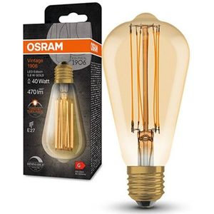 Osram LED lamp E27 | Edison ST64 | Vintage 1906 | Goud | 2200K | Dimbaar | 5.8W (40W)