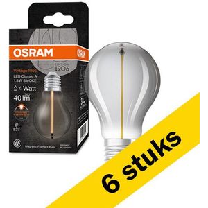 6x Osram LED lamp E27 | Peer A60 | Vintage 1906 Magnetic | Smoke | 1800K | 1.8W (4W)