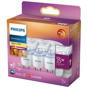 Philips GU10 LED spot | WarmGlow | 2200-2700K | Dimbaar | 2.6W (35W) | 3 stuks