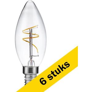 6x 123led LED lamp E14 | Kaars C35 | Filament | Helder | 2200K | 1.5W (16W)