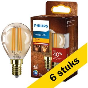 6x Philips LED lamp E14 | Kogel P45 | Filament | Goud | 1800K | 6W (40W)