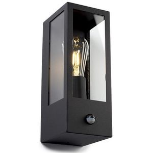 Wandlamp buiten met sensor E27 | Manhattan | IP44 | Zwart