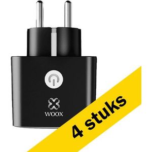 4x WOOX R6169 Matter Smart Plug met energiemeter | Max. 3680W | Zwart (NL)