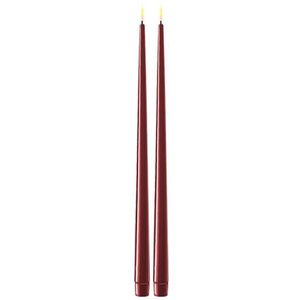 Led dinerkaars 38 cm | Bourgogne Red | 3D vlam | Shiny | 2 stuks | Deluxe HomeArt