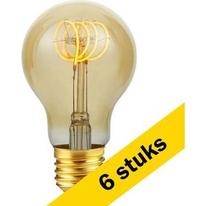 6x 123led LED lamp E27 | Peer A60 | Filament | Goud | 2000K | Dimbaar | 4W (22W)