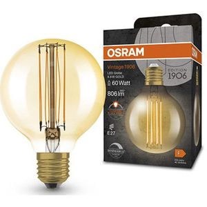 Osram LED lamp E27 | Globe G80 | Vintage 1906 | Goud | 2200K | Dimbaar | 8.8W (60W)