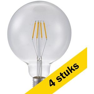 4x 123led LED lamp E27 | Globe G125 | Filament | Helder | 2500K | Dimbaar | 4W (30W)