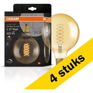 4x Osram LED lamp E27 | Globe G125 | Vintage 1906 Spiral | Goud | 2200K | Dimbaar | 4.8W (37W)