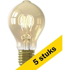 5x Calex LED lamp E27 | Peer A60 | Filament | Goud | 2100K | 3-staps dimbaar | 5.5W (40W)