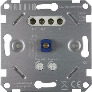 Led dimmer inbouw 3-100W | Fase Afsnijding (RC) | Tradim 2300H