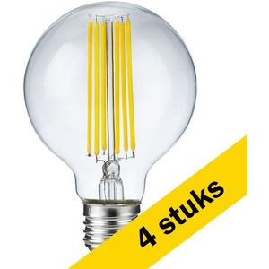 4x 123led LED lamp E27 | Globe G80 | Filament | Helder | 2500K | Dimbaar | 4W (30W)
