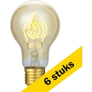 6x 123led LED lamp E27 | Peer A60 | Filament | Goud | 2200K | 3-staps dimbaar | 5W (39W)