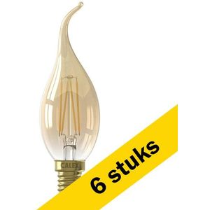 6x Calex LED lamp E14 | Sierkaars B35 | Filament | Goud | 2100K | Dimbaar | 3.5W (25W)