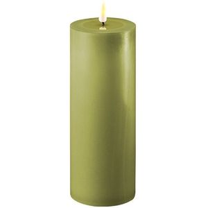 Led kaars 7,5 x 20  cm | Olive Green | 3D vlam | Deluxe HomeArt