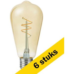 6x 123led LED lamp E27 | Edison ST64 | Filament | Goud | 2200K | Dimbaar | 4.2W (40W)