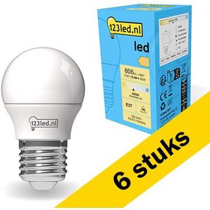 6x 123led LED lamp E27 | Kogel G45 | Mat | 4000K | 6.5W (60W)