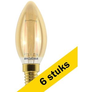 6x Sylvania LED lamp E14 | Kaars C35 | Filament | Goud | 2500K | 2.5W (23W)