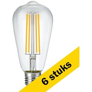 6x 123led LED lamp E27 | Edison ST64 | Filament | Helder | 2200K | Dimbaar | 4.5W (30W)