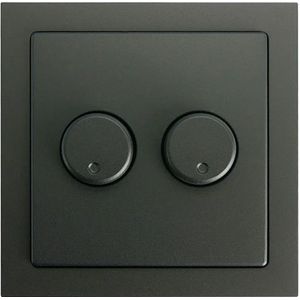 Duo dimmerknop incl. centraalplaat en raamwerk | Busch-Jaeger Future Linear | Zwart | EcoDim