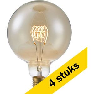 4x 123led LED lamp E27 | Globe G125 | Filament | Goud | 2200K | Dimbaar | 4.5W (15W)