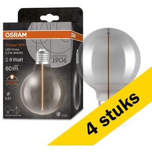 4x Osram LED lamp E27 | Globe G95 | Vintage 1906 Magnetic | Smoke | 1800K | 2.2W (6W)