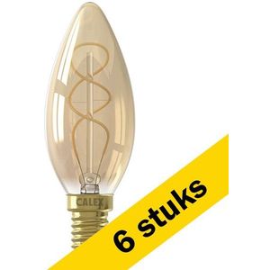 6x Calex LED E14 Flexible Filament Range Candle Gold dimbaar (4W, 2100K, 10 cm lang)