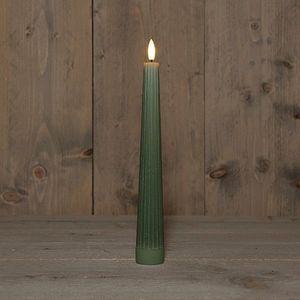 Led dinerkaars 27 cm | Jade Groen | Ribbel | 3D vlam | 1 stuk