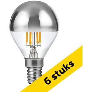 6x 123led LED lamp E14 | Kogel G45 | Kopspiegel | Zilver | 2500K | Dimbaar | 4W (26W)
