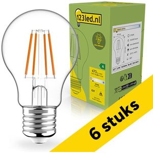 6x 123led LED lamp E27 | Peer A60 | Ultra Efficient | Filament | Helder | 2700K | 2.2W (40W)