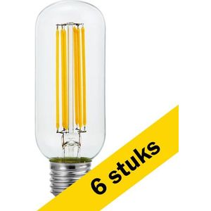 6x 123led LED lamp E27 | Buis T45 | Filament | Helder | 2500K | Dimbaar | 6.5W (48W)