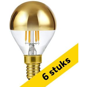 6x 123led LED lamp E14 | Kogel G45 | Kopspiegel | Goud | 2500K | Dimbaar | 4W (25W)