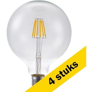 4x 123led LED lamp E27 | Globe G125 | Filament | Helder | 2200K | Dimbaar | 6.5W (40W)
