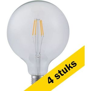4x 123led LED lamp E27 | Globe G125 | Filament | Helder | 2700K | Dimbaar | 4.5W (39W)