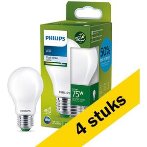 4x Philips LED lamp E27 | Peer A60 | Ultra Efficient | Mat | 4000K | 5.2W (75W)