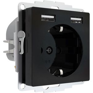 2USB inCharge Pro55 wandcontactdoos met usb-poort zwart (2x USB)