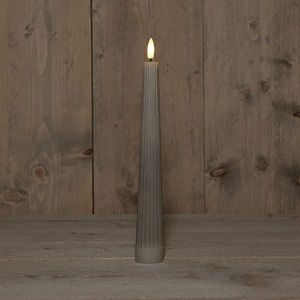 Led dinerkaars 27 cm | Taupe | Ribbel | 3D vlam | 1 stuk