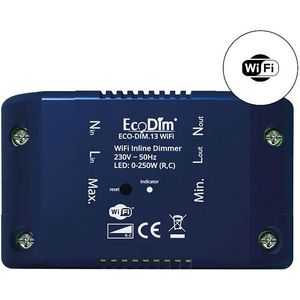 WiFi inline dimmer 0-250W | Fase afsnijding (RC) | EcoDim DIM.13