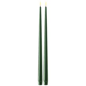 Led dinerkaars 38 cm | Dark Green | 3D vlam | Shiny | 2 stuks | Deluxe HomeArt