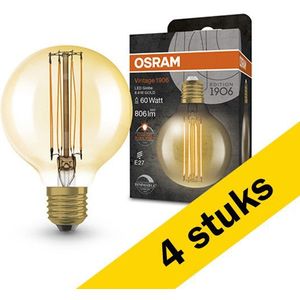4x Osram LED lamp E27 | Globe G80 | Vintage 1906 | Goud | 2200K | Dimbaar | 8.8W (60W)