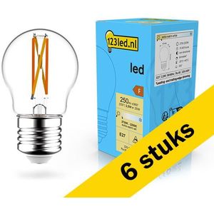 6x 123led LED lamp E27 | Kogel G45 | Dim to Warm | Filament | 2200-2700K | Dimbaar | 2.5W (25W)